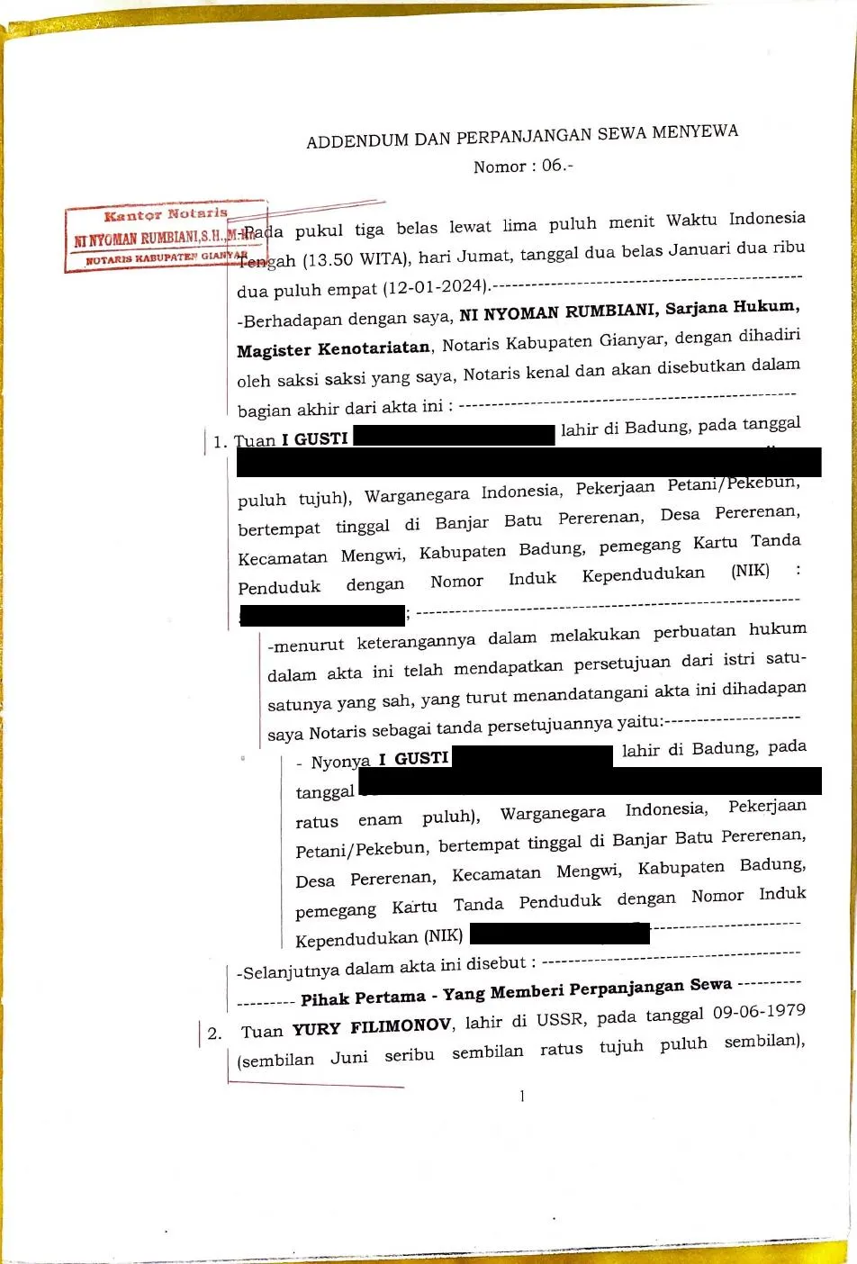 Addendum 06 — Extension of Land Lease Sky Garden 1